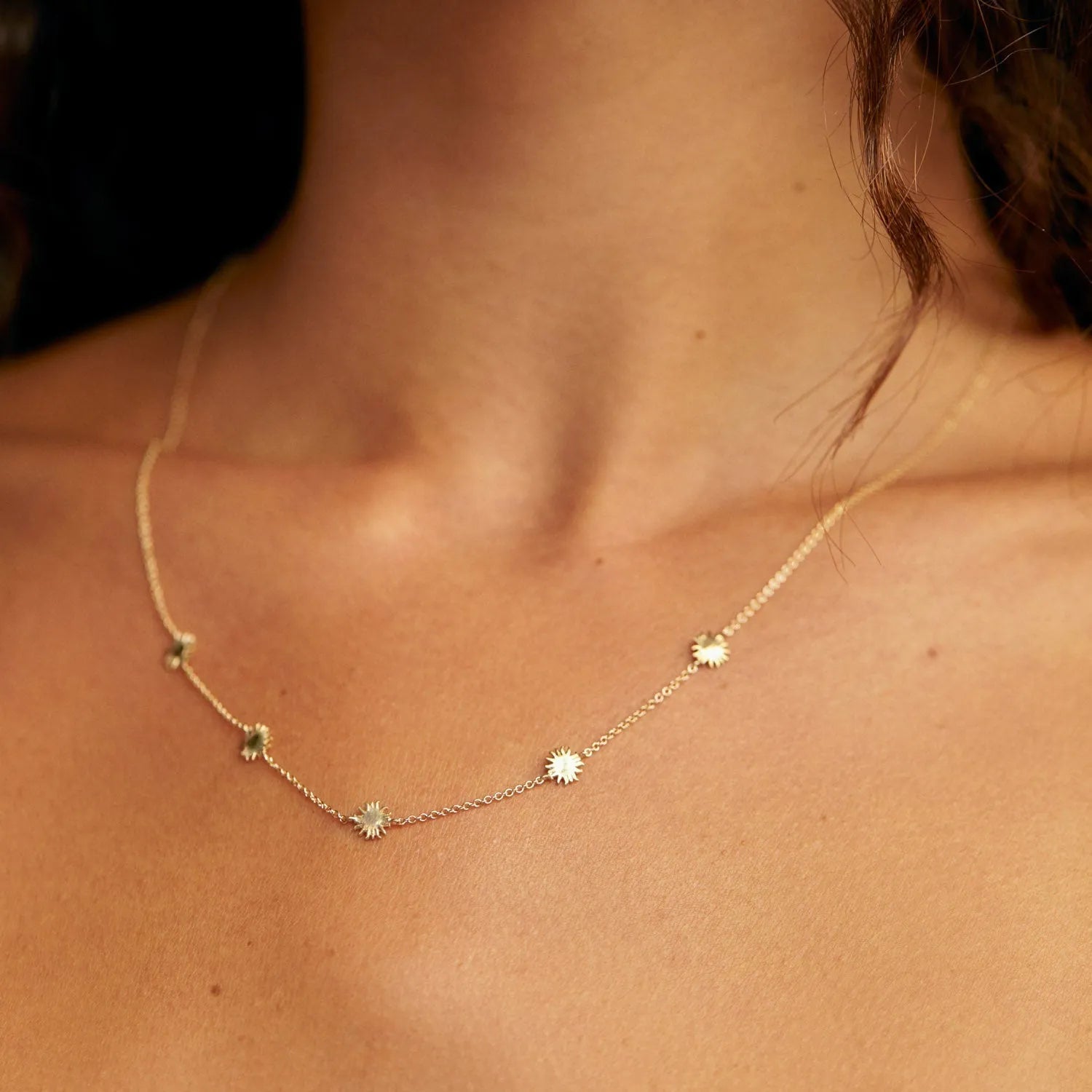 9ct Gold Tiny Sun Charm Necklace