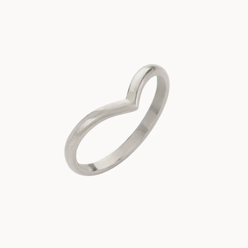 9ct White Gold Chevron Nesting Wedding Ring