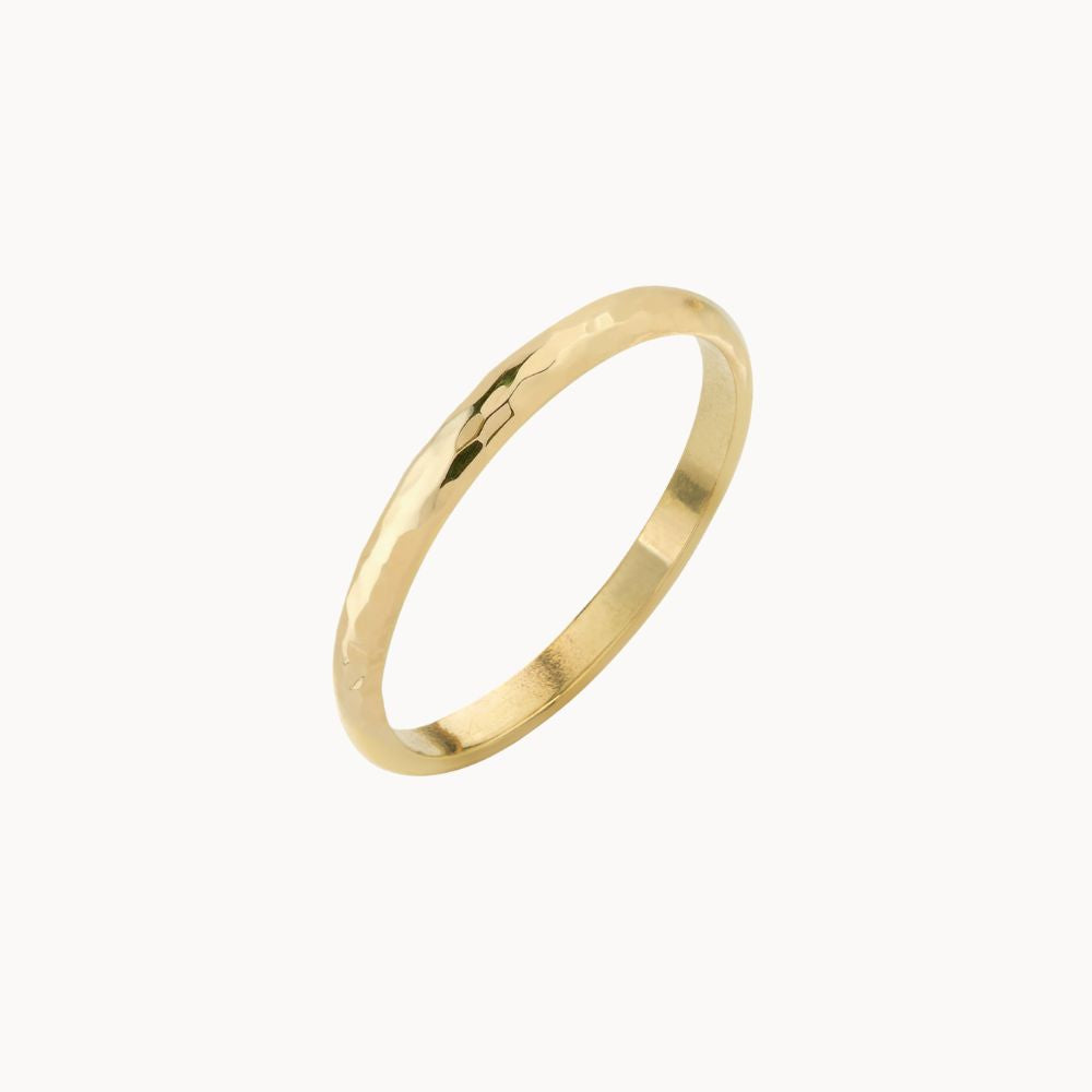 9ct Yellow Gold Hammered Delicate Wedding Ring