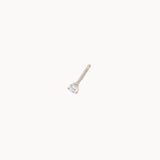 single 2mm white gold diamond stud earring