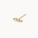 single left climber diamond earring with three diamonds in tapered shape for left ear