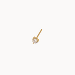 single 3mm diamond stud earring in solid yellow gold