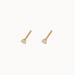 pair of diamond 2mm diamond stud earrings set in yellow gold
