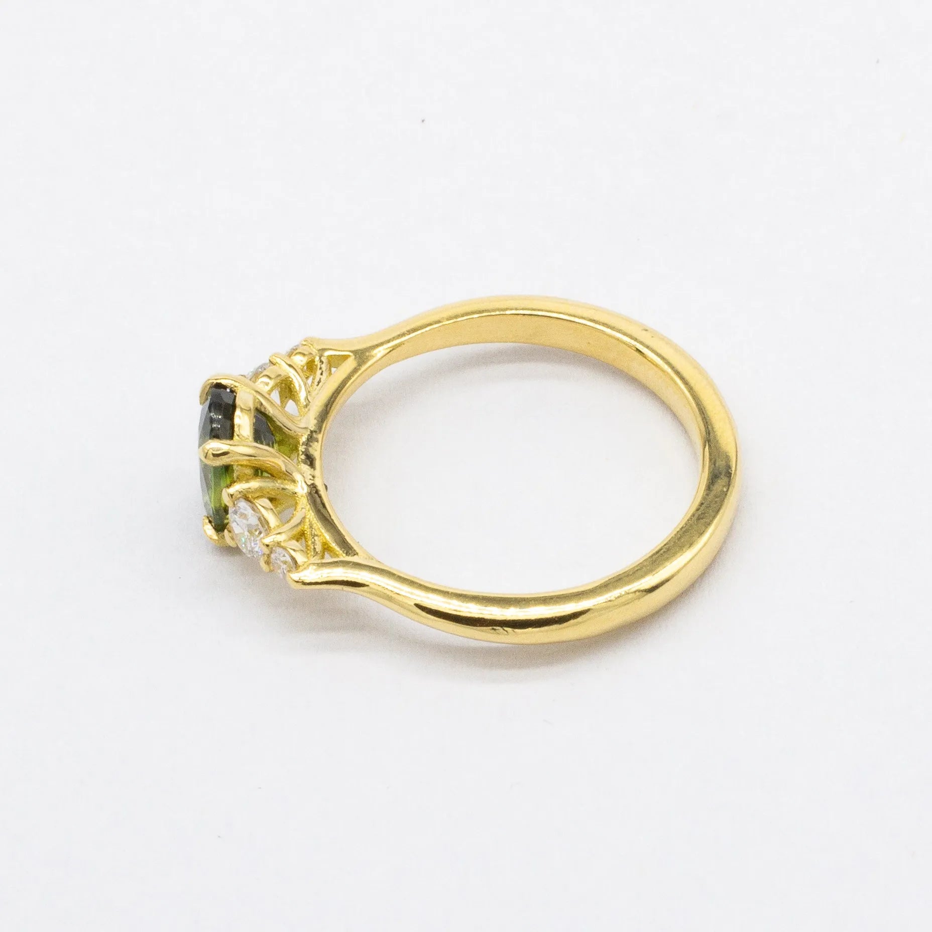 5 Stone Green Sapphire Engagement Ring with Diamonds-Engagement Rings-Wild Fawn Jewellery