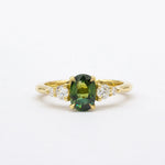 5 Stone Green Sapphire Engagement Ring with Diamonds-Engagement Rings-Wild Fawn Jewellery