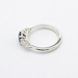 5 Stone Blue Sapphire Engagement Ring with Diamonds-Engagement Rings-Wild Fawn Jewellery