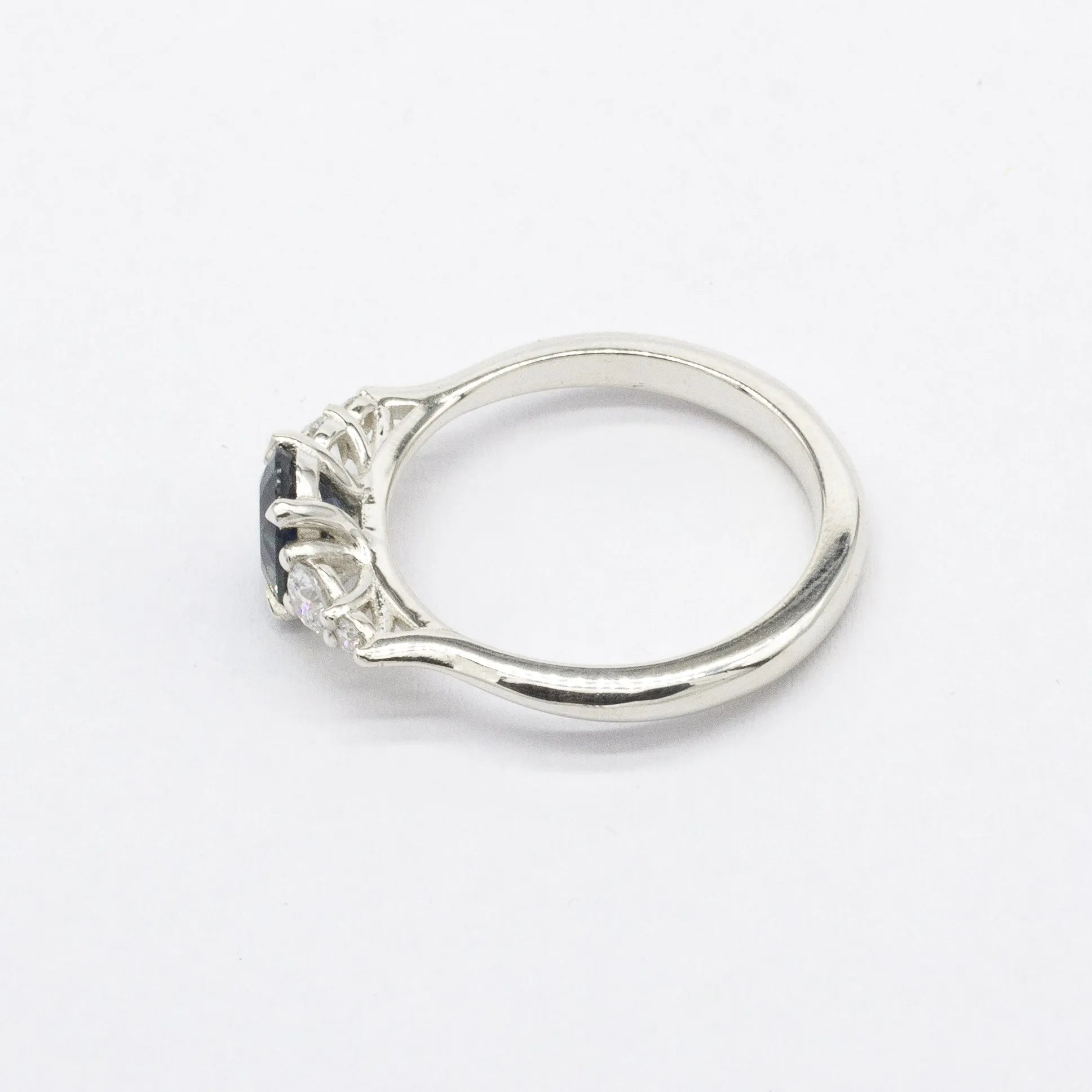 5 Stone Blue Sapphire Engagement Ring with Diamonds-Engagement Rings-Wild Fawn Jewellery