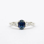 5 Stone Blue Sapphire Engagement Ring with Diamonds-Engagement Rings-Wild Fawn Jewellery