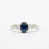 5 Stone Blue Sapphire Engagement Ring with Diamonds-Engagement Rings-Wild Fawn Jewellery
