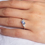 Asymmetric Pear Blue Sapphire and Diamond Engagement Ring
