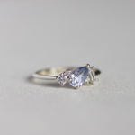 Asymmetric Pear Blue Sapphire and Diamond Engagement Ring