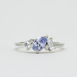 Asymmetric Pear Blue Sapphire and Diamond Engagement Ring
