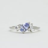 Asymmetric Pear Blue Sapphire and Diamond Engagement Ring