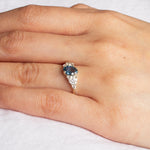 Asymmetric White Gold Blue Sapphire and Diamond Engagement Ring