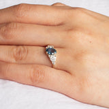 Asymmetric White Gold Blue Sapphire and Diamond Engagement Ring