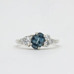 Asymmetric White Gold Blue Sapphire and Diamond Engagement Ring