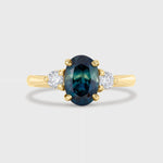 Blue Sapphire Oval Engagement Ring with diamonds