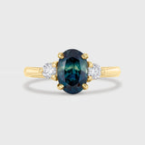 Blue Sapphire Oval Engagement Ring with diamonds