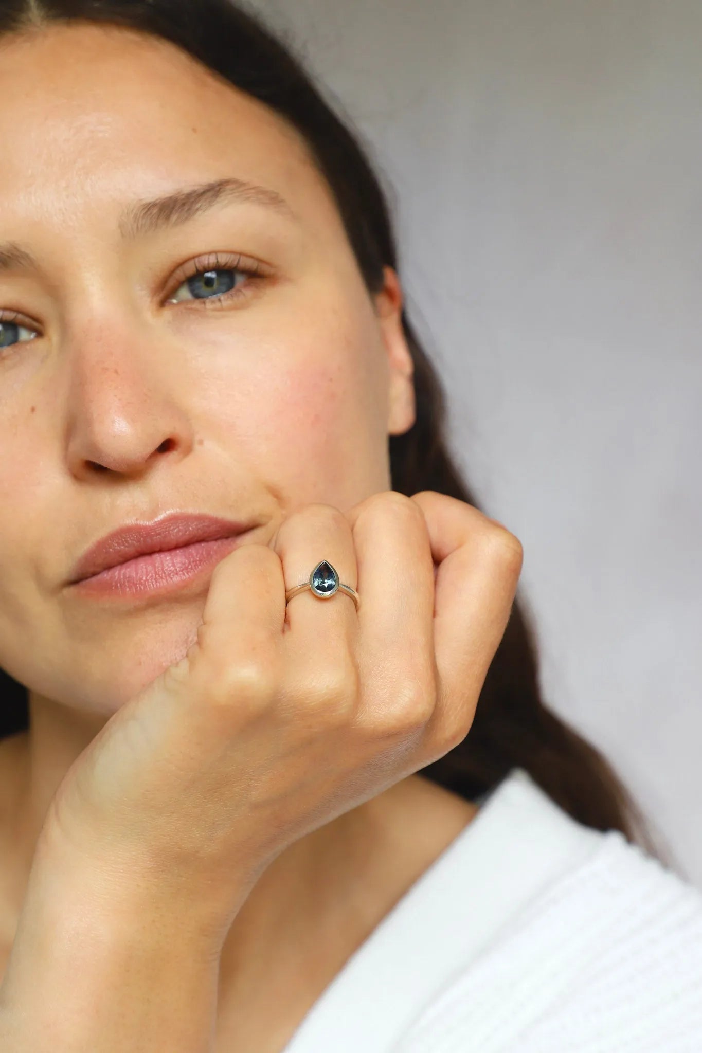 Blue Sapphire Pear Cut Engagement Ring