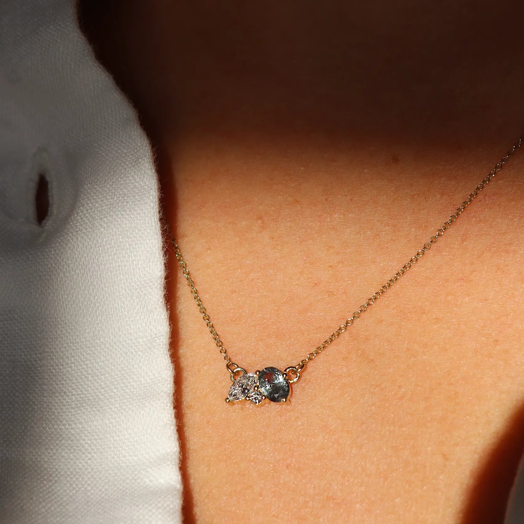 Cerulean Sapphire and Diamond Necklace