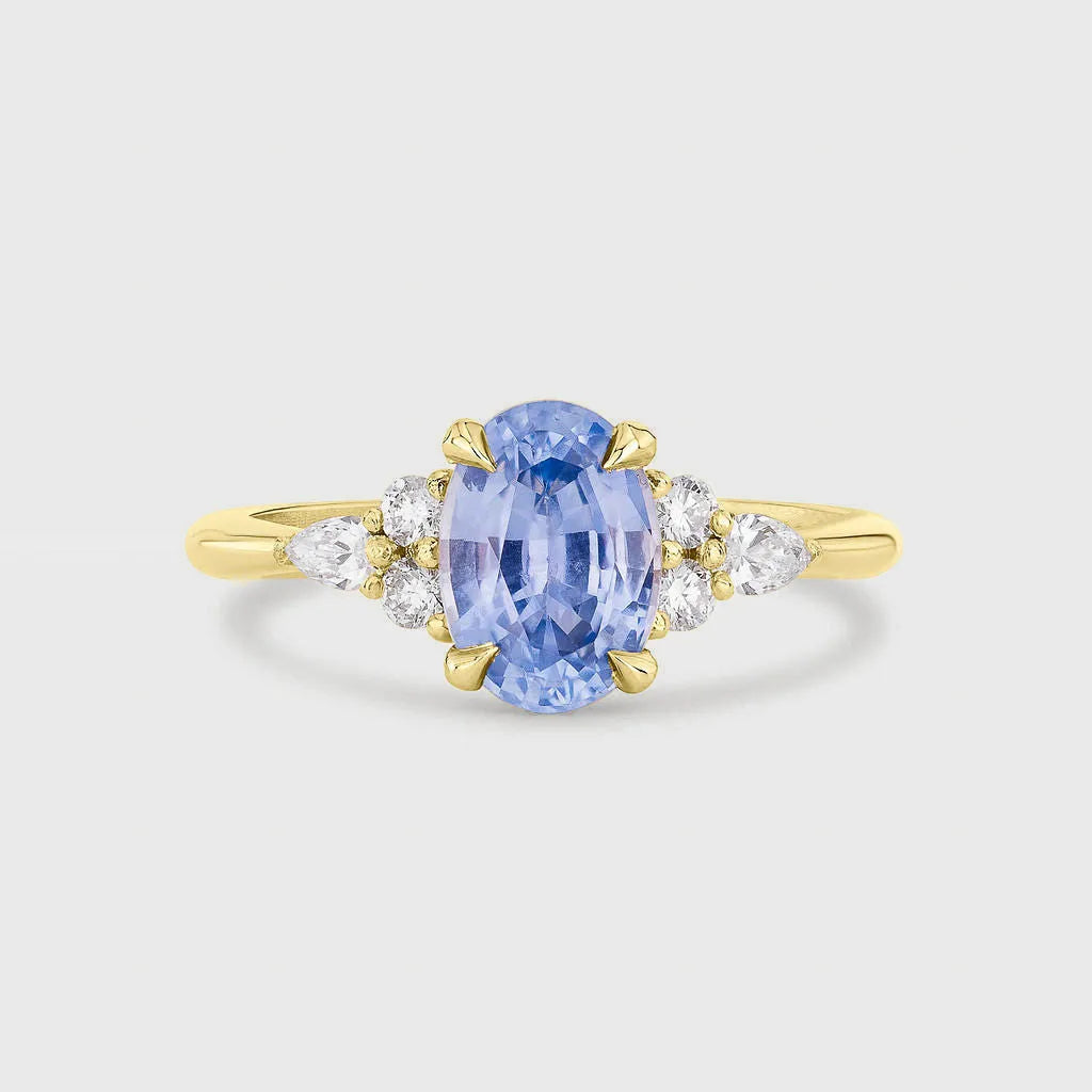 Cluster Cornflower Blue Sapphire and Diamond Engagement Ring