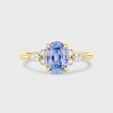 Cluster Cornflower Blue Sapphire and Diamond Engagement Ring