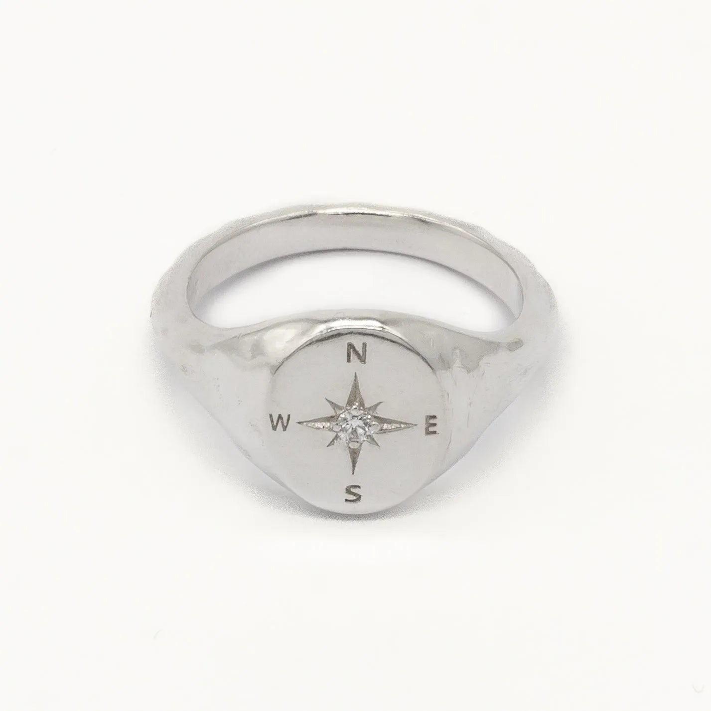 Diamond Compass Signet Ring
