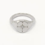 Diamond Compass Signet Ring