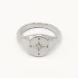 Diamond Compass Signet Ring