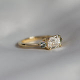 Emerald Cut Diamond with Green Sapphire Engagement Ring