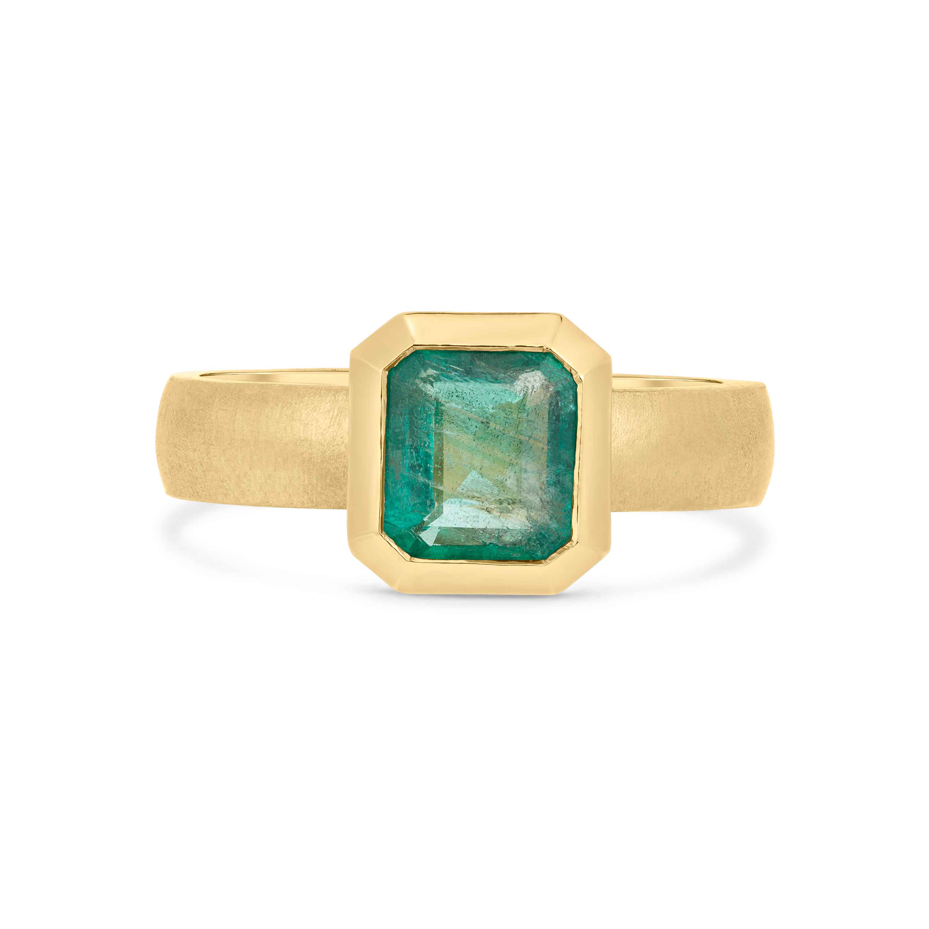 Emerald Solitaire Wide Band Engagement Ring Wild Fawn Jewellery emerald-solitaire-wide-band-engagement-ring-wild-fawn-jewellery