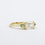Emerald Cut Diamond with Green Sapphire Engagement Ring side angle