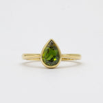 Green Pear Sapphire Solitaire Engagement Ring