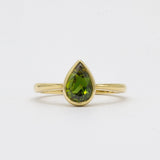 Green Pear Sapphire Solitaire Engagement Ring