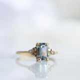 Light Blue Sapphire Baguette Cluster Engagement Ring