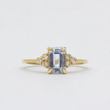 Light Blue Sapphire Baguette Cluster Engagement Ring