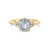 Light Blue Sapphire Engagement Ring With Cluster Diamonds