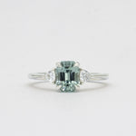 Light Blue Sapphire Engagement Ring with Trillion Cut Diamonds