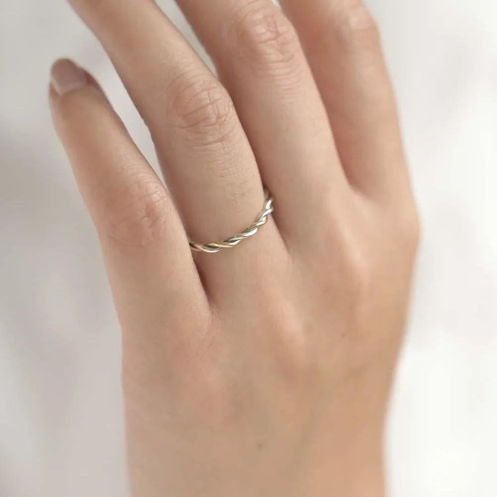 Mixed Gold Entwined Twisted Wedding Ring