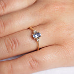 Oval Blue Sapphire Engagement Ring with Round Diamonds