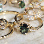 Oval Blue/Green Sapphire Engagement Ring with Kite Diamonds