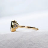 Oval Green Sapphire Diamond Cluster Engagement Ring