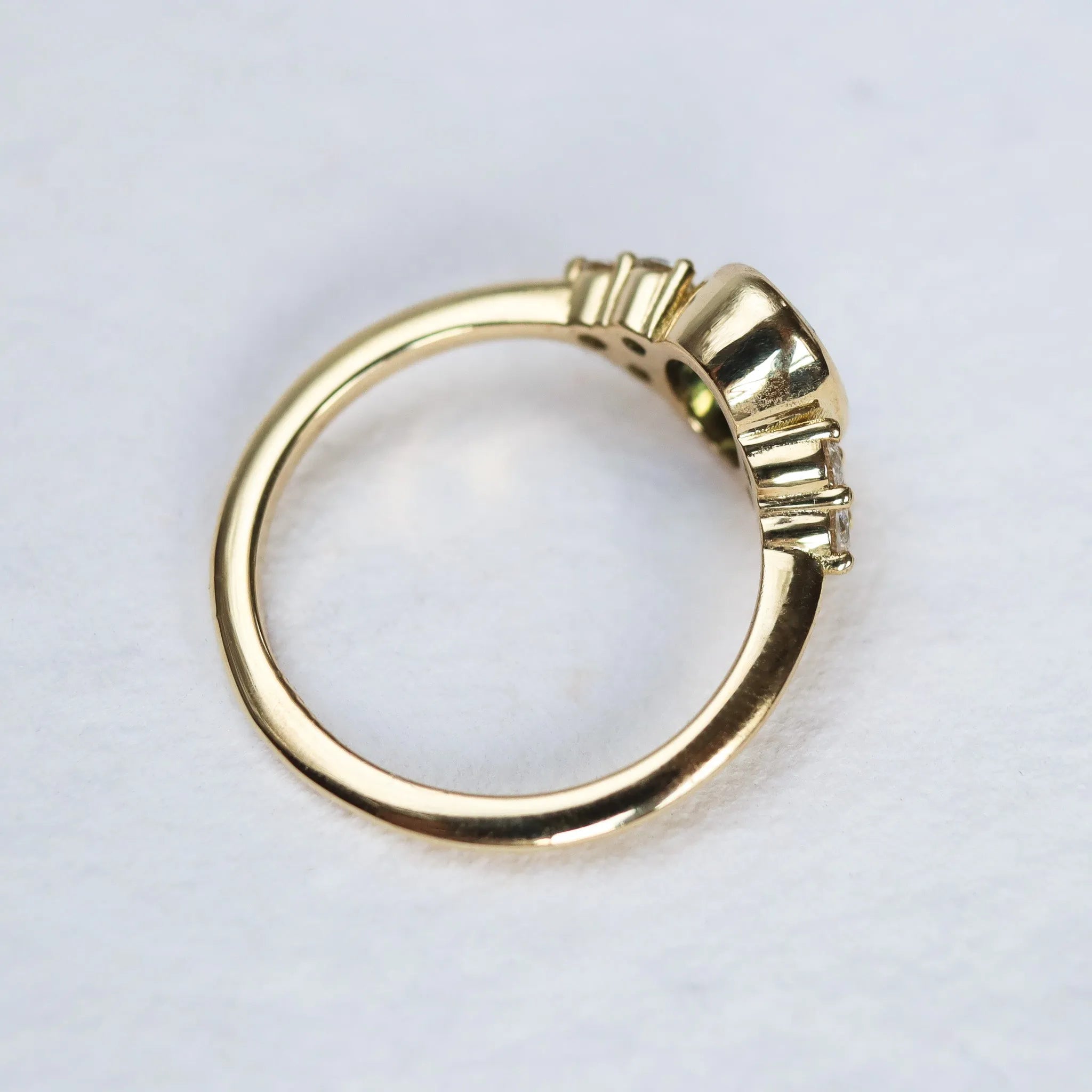 Oval Green Sapphire Diamond Cluster Engagement Ring