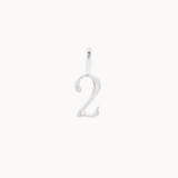 Silver number '2' pendant on a white background