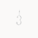 Silver number '3' pendant on a white background