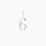 Silver number '6' pendant on a white background