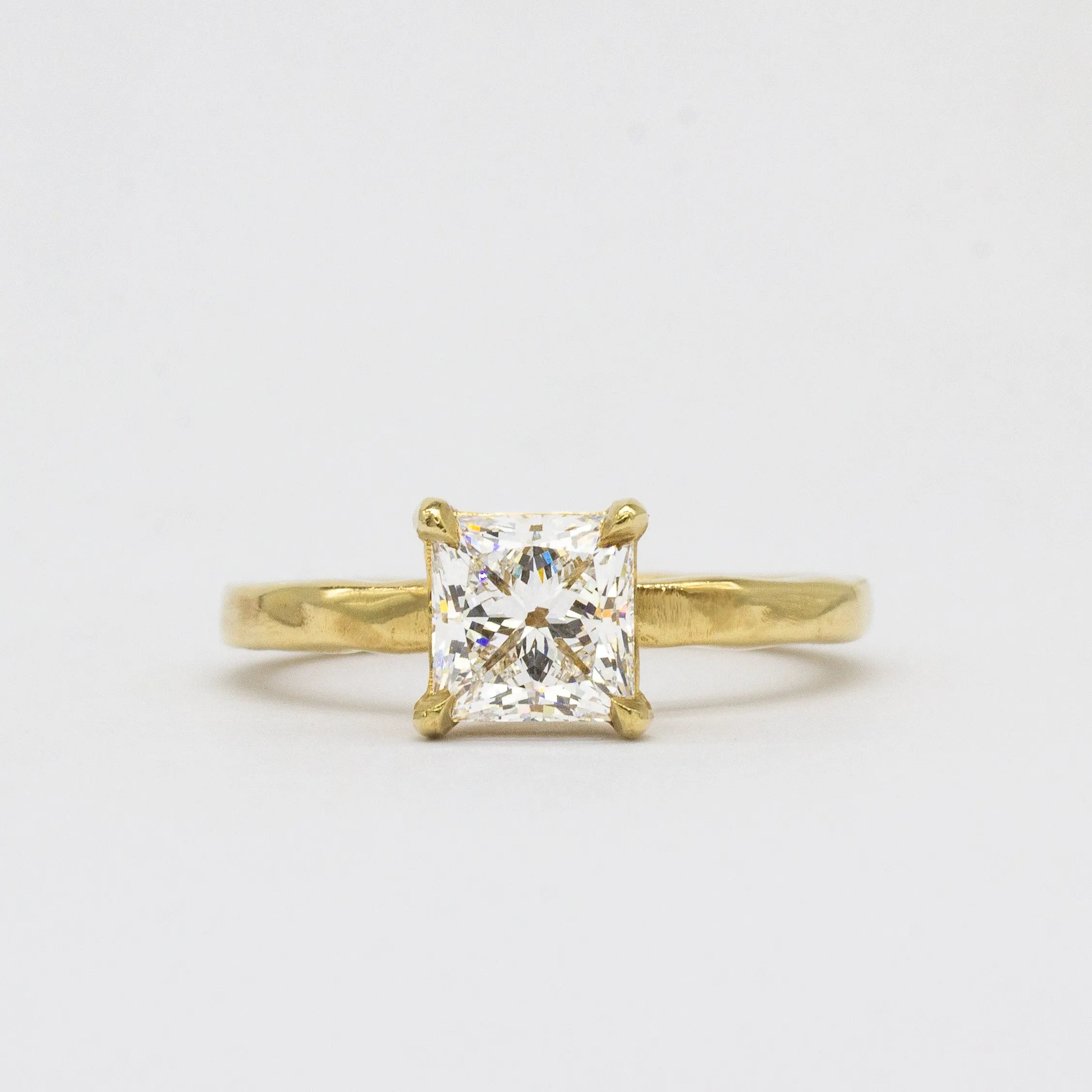 Princess Cut Diamond Solitaire Organic Engagement Ring