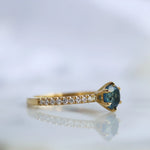 Round Blue Sapphire and Diamond Engagement Ring