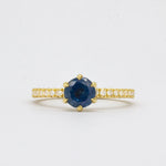 Round Blue Sapphire and Diamond Engagement Ring