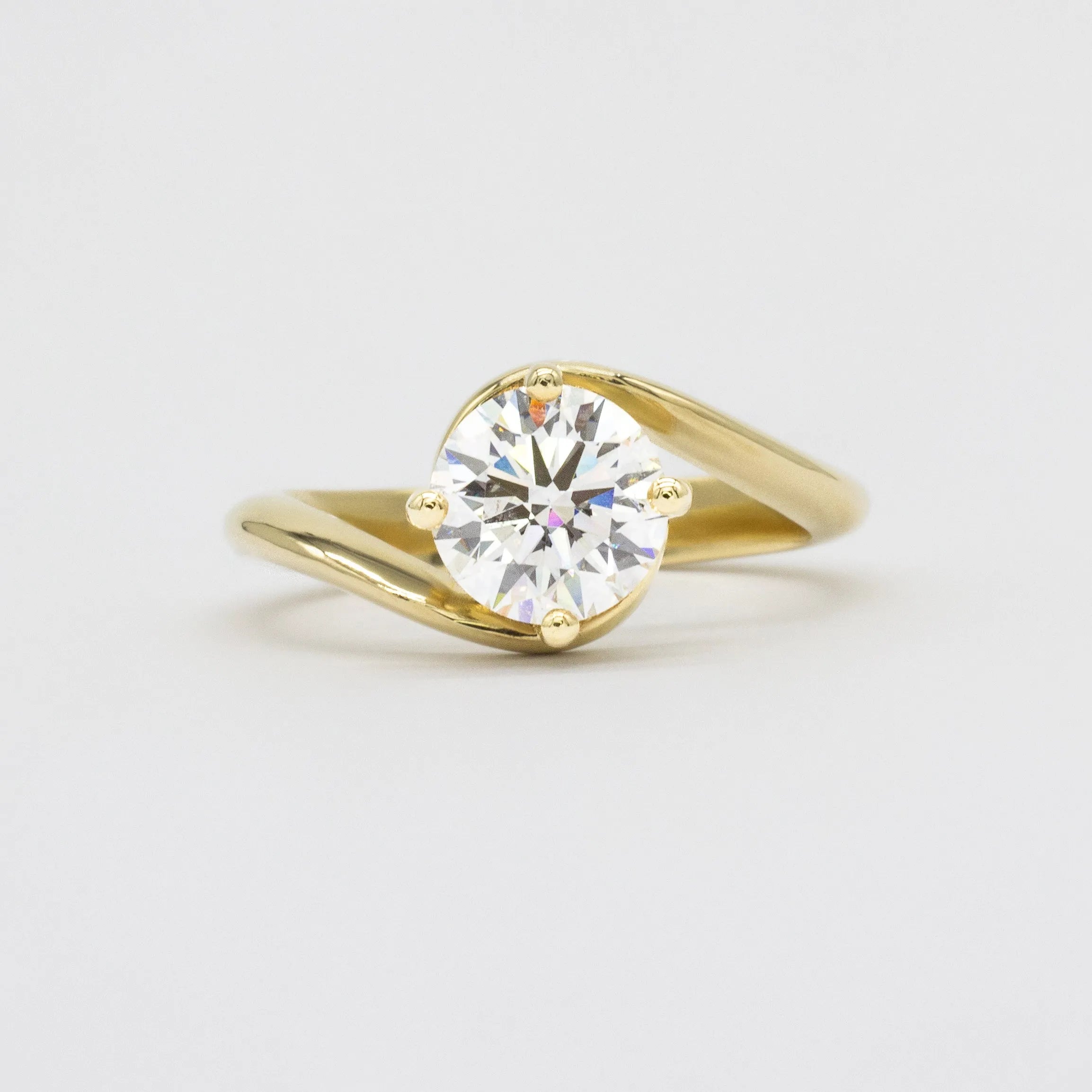 Round Diamond Wave Engagement Ring